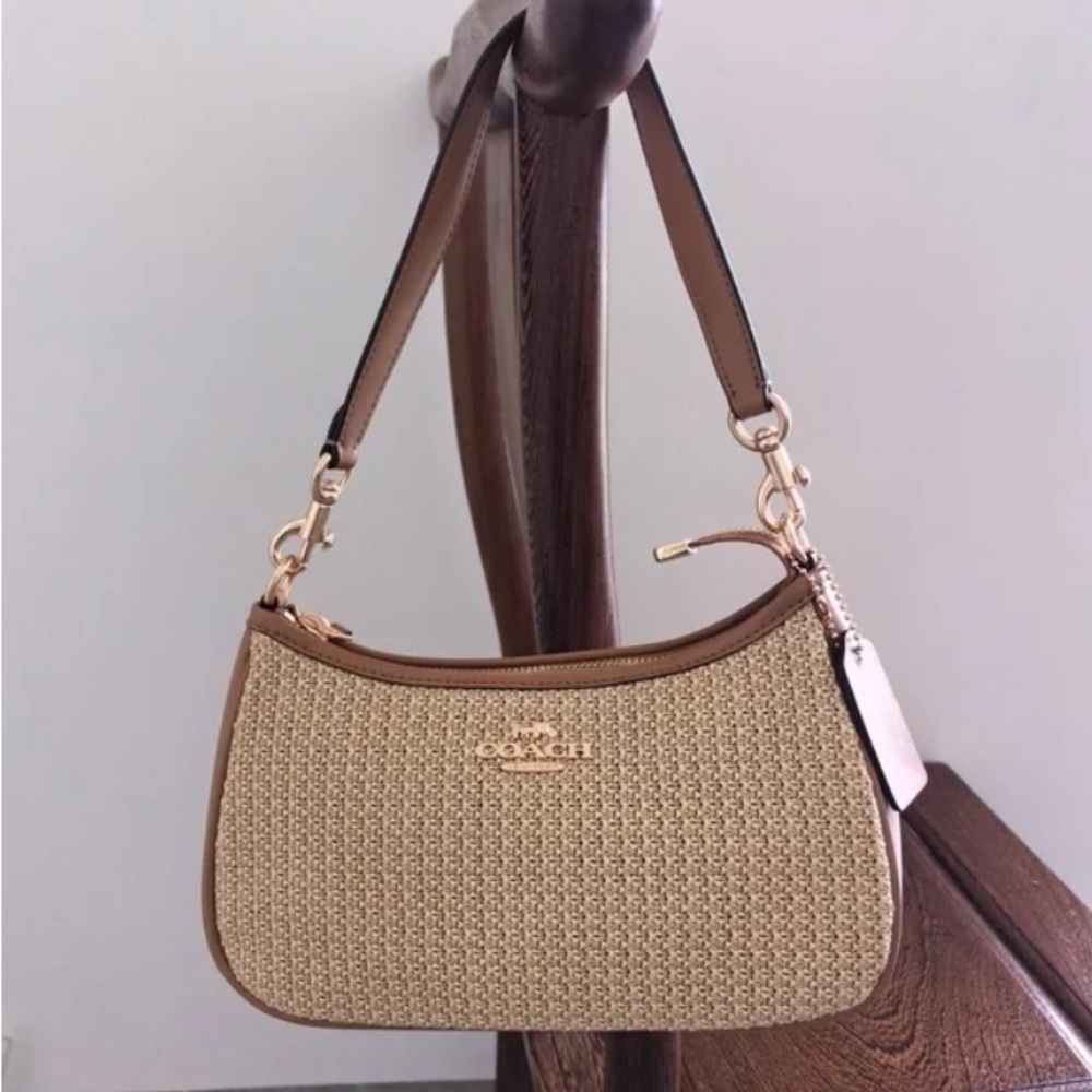 Coach Teri shoulder bag Straw Bag two way bag